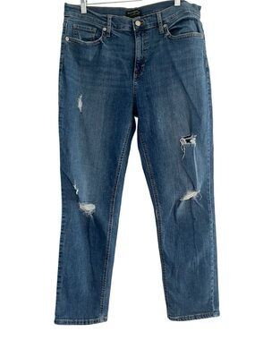 Banana Republic Distressed Dark Blue Girlfriend Jeans
